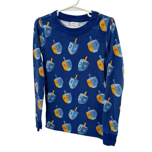 Hanna Andersson Organic Cotton Blue Dreidel Print Long John 2-Piece Pajama Set - Picture 2 of 6